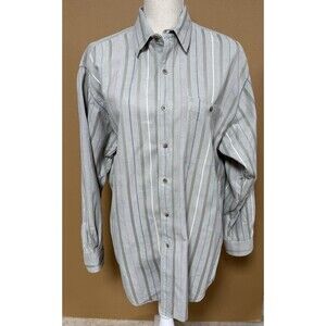 Eddie Bauer Casual Button Down - Large - Beige/Gray Stripe